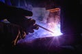 Welding steel structures and bright sparks