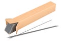 Welding sticks, pegs inside box. Stick electrode, welding rods. 3D rendering Royalty Free Stock Photo