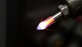 Welding torch flame close up, industrial work and metal fabrication process Generative AI Royalty Free Stock Photo