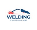Welding torch with spark logo design. Welder tool vector design Royalty Free Stock Photo
