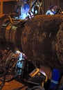 welding underwater pipeline using automatic equipment Royalty Free Stock Photo