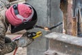 Welding work for concrete pile of building Royalty Free Stock Photo