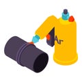 Welding work icon isometric vector. Manual welding torch argon gas cylinder icon Royalty Free Stock Photo