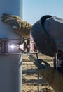 Welding work for pile of building Royalty Free Stock Photo