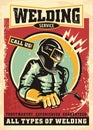 Welding work shop vintage poster design