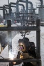 Welding work in winter Royalty Free Stock Photo