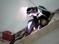 Welding work ,worker with protective welding metal