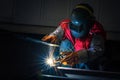 Welding by worker in factory, Thailand Royalty Free Stock Photo