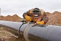 Welding works on gas pipeline