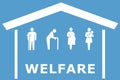 Welfare concept on blue background