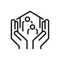 Black line icon for Welfare, well being and health