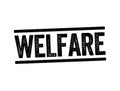 Welfare - the state of doing well especially in respect to good fortune, happiness, well-being, or prosperity, text stamp concept