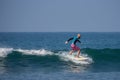 WELIGAMA, SRI LANKA - JANUARY 06 2017: Unidentified man surfing Royalty Free Stock Photo