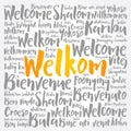 Welkom (Welcome in Afrikaans) word cloud concept
