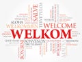 Welkom (Welcome in Afrikaans) word cloud