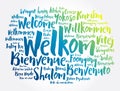 Welkom Welcome in Afrikaans word cloud in different languages, conceptual background