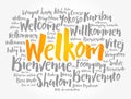 Welkom (Welcome in Afrikaans) word cloud concept