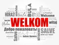 Welkom (Welcome in Afrikaans) word cloud in different languages