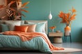 Modern Bedroom Decor With Autumn Color Palette During Daylight Royalty Free Stock Photo