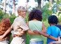 Well always be the best of friends. Cropped view of a group of children standing together - rear view. Royalty Free Stock Photo