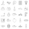 Well-being icons set, outline style