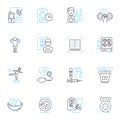 Well-being linear icons set. Happiness, Health, Peace, Mindfulness, Balance, Serenity, Calmness line vector and concept