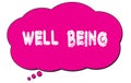 WELL BEING text written on a pink thought bubble