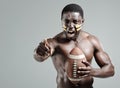 Well-built american football player Royalty Free Stock Photo