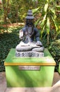 Well carved Black granite sculpture of Maharshi Vyas (Indian sage) in Sukha Vana, Mysore