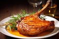 well cooked veal chop with visible juices