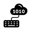 Well crafted glyph style icon of cloud coding concept