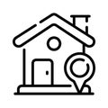 A well crafted linear icon of home location with pin Royalty Free Stock Photo