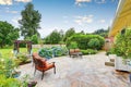 Well designed patio area with stone floor.