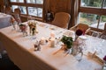 Well-designed table in Bolzano decorated with wedding details prepared for a wedding ceremony