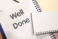 Well done concept on notebook Royalty Free Stock Photo