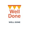 well done icon. congratulations phrase concept symbol design, encouragement and motivation message, successful accomplishment,