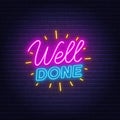 Well done neon quote on a brick wall. Royalty Free Stock Photo