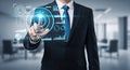 Businessman Interacting with Futuristic Digital Interface Royalty Free Stock Photo