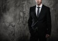 Well-dressed man in black suit Royalty Free Stock Photo