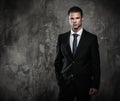 Well-dressed man in black suit Royalty Free Stock Photo