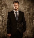 Well-dressed man in black suit Royalty Free Stock Photo