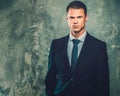 Well-dressed man in black suit Royalty Free Stock Photo