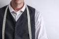 Well dressed tailor in white shirt and black suit vest. Royalty Free Stock Photo