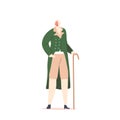 Well-dressed 18th Century Male Character Figure In A Powdered Wig And Coat With Frills, Embodies Sophistication