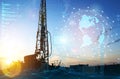 Well drilling and geophysical surveys for the search and production of oil and gas. The use of modern artificial intelligence tech Royalty Free Stock Photo