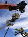 Well-drilling truck: crane hook Royalty Free Stock Photo