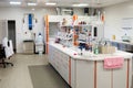 Well equipped chemical laboratory with glassware, pipettes, flasks and bottles. The workplace for research work