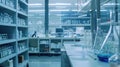 A Well-Equipped Laboratory with Glassware, Shelving, and a Computer Royalty Free Stock Photo