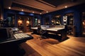 A well-equipped recording studio featuring a desk and various sound equipment for audio recording and production, Recording Studio Royalty Free Stock Photo