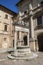 Well of griffins and lions in Montepulciano in Tuscany Royalty Free Stock Photo